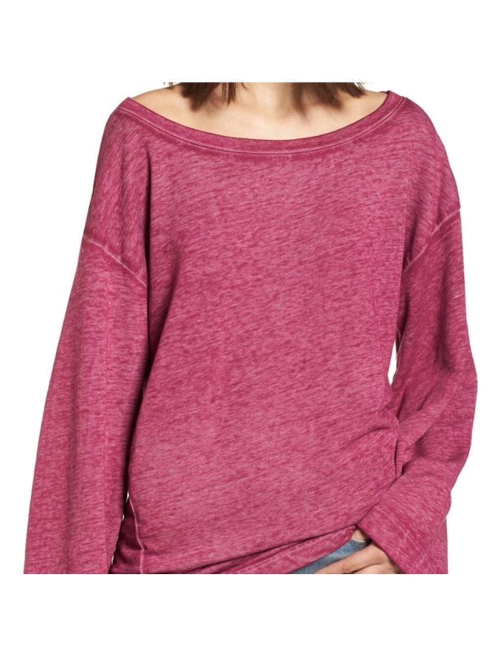 Treasure & Bond Fuchsia Pink Bell Sleeve Lightweight Sweatshirt Women's Medium